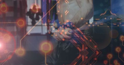 Fighter Preparing for Training with Digital Overlay Elements