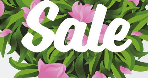Bold Sale Text With Pink Flowers and Dripping Paint Design