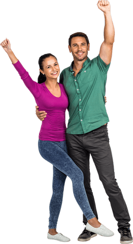 joyful couple expressing victory on transparent background - Download Free Stock Videos Pikwizard.com