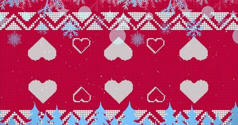 Festive knitted christmas pattern with snowflake accents