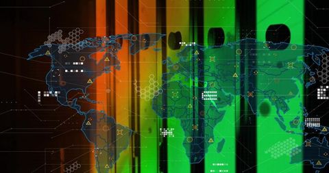 Futuristic World Map Technology Data Interface