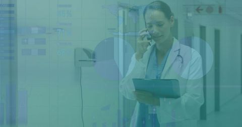 Tech-Enhanced Healthcare: Doctor Analyzing Data in Modern Environment - Download Free Stock Images Pikwizard.com