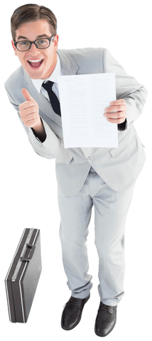 Transparent Enthusiastic Businessman Presenting Document - Download Free Stock Videos Pikwizard.com