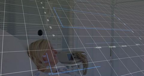 Patient in Hospital Bed with Holographic Medical Interface