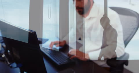 Businessman Engaging in Multitasking Office Tasks Concept