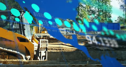 Excavators Operating on Construction Site with Digital Overlay