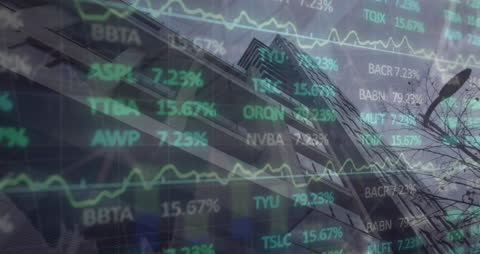 City Financial Graph Overlay Indicating Economic Trends