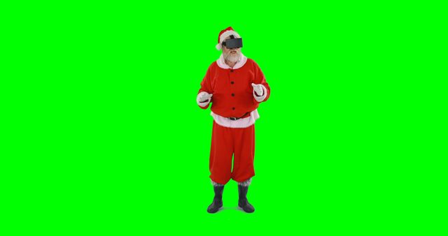 Santa Claus Enjoying Virtual Reality on Green Screen Background - Download Free Stock Images Pikwizard.com