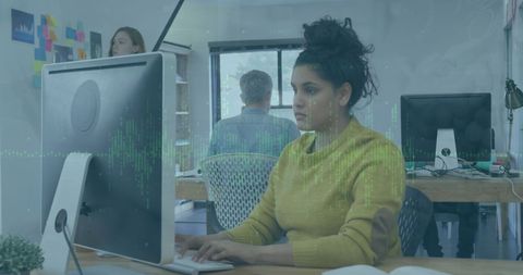 Financial Data Visualization with Professional in Modern Office