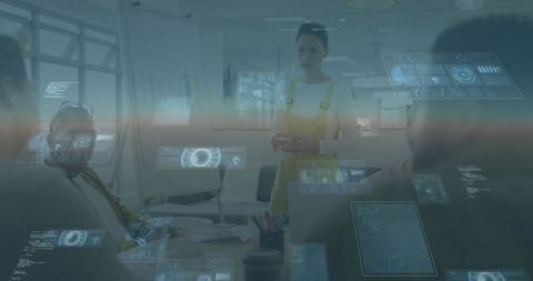 Business Meeting with Data Interface Holograms - Download Free Stock Images Pikwizard.com