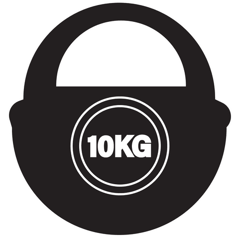 Black dumbbells with 10kg sign on transparent background