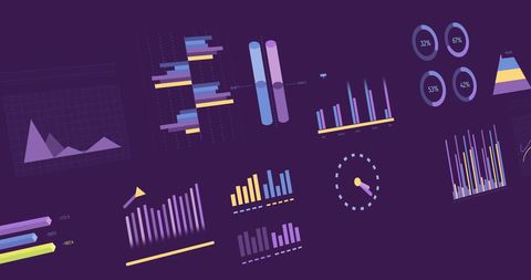 Colorful Data Visualizations on Dark Background Abstract Design - Download Free Stock Images Pikwizard.com
