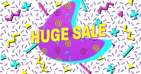 Huge Sale Retro 80s Style Advertisement with Bold Graphics