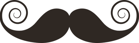 Black retro curled moustache with elegant vintage style