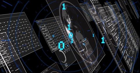 Futuristic Digital Interface Panels in Cyberspace