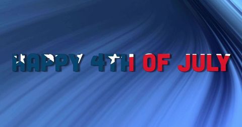 Patriotic American Flag Themed Happy 4th of July Message on Blue Background