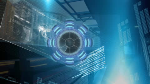 Futuristic Digital Interface with Scanning Scope and Data Processing