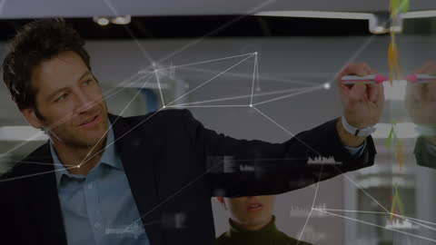 Businessman Using VR for Innovative Network Visualization