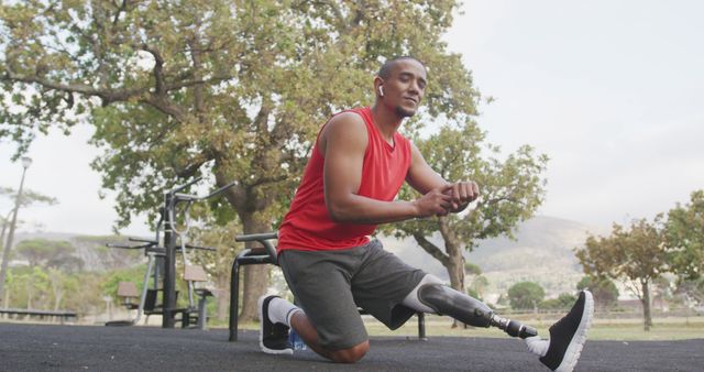 Athletic Man with Prosthetic Leg Exercising Outdoors - Download Free Stock Images Pikwizard.com