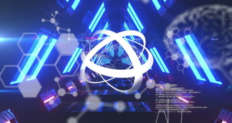 Futuristic Neon Tunnel with Digital Elements in Kaleidoscopic Style