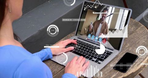 Remote ecommerce interaction and analytics: typing user viewing seller with credit card