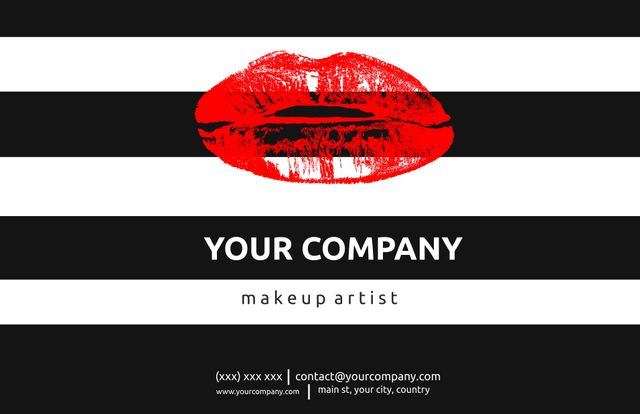 Bold Red Lips Branding Template for Makeup and Fashion - Download Free Stock Templates Pikwizard.com