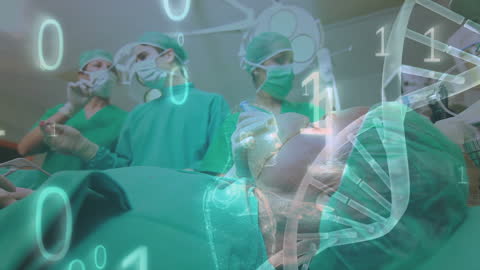 Futuristic Surgery Scene with Digital Interface Elements