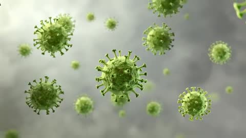 3D Green Virus in Motion Inside Fluid Environment