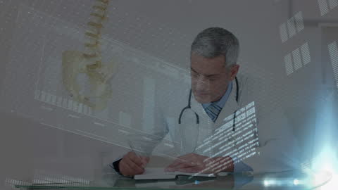 Senior Doctor Analyzing Digital Medical Data Environment