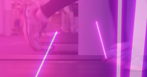 Athlete Running on Treadmill with Neon Pink Accents
