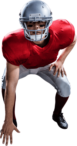 Transparent american football player prepared for action