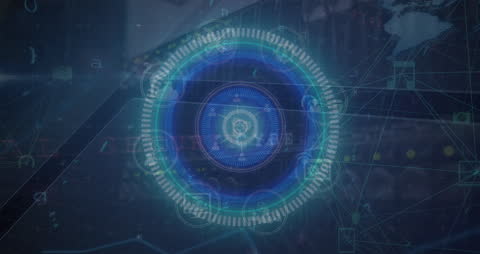 Digital Data Processing with Futuristic Interface Graphics