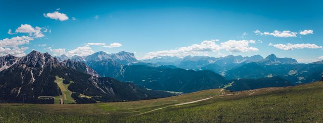 Panoramic View of Scenic Mountain Landscape with Clear Blue Sky - Download Free Stock Photos Pikwizard.com