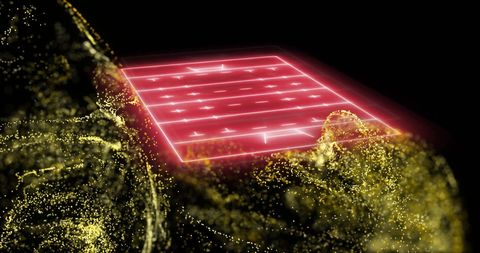 Glowing Light Trails Over Sports Field With Neon Glow in Motion