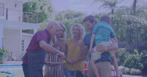 Multigenerational Family Enjoying Backyard Barbecue Party