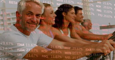 Group Exercise Cycling with Stock Market Overlay