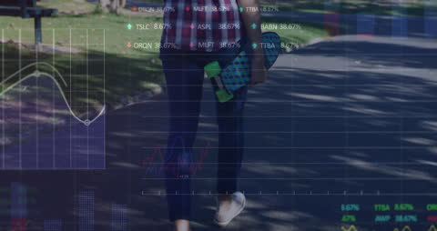 Animated Financial Data and Graphs Overlay Concept