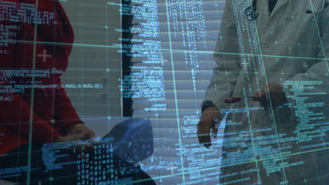 Medical Professionals Analyzing Digital Data in Innovative Environment