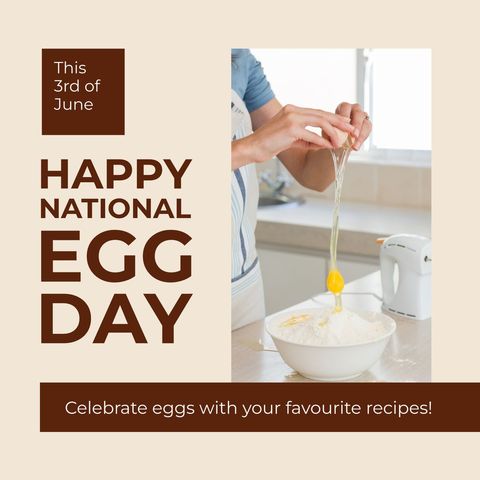 national egg day celebration with woman baking in kitchen - Download Free Stock Templates Pikwizard.com