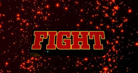 Dynamic Fight Text with Fiery Background Effects