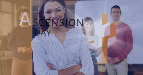 Smiling Team in Office Celebrating Ascension Day - Download Free Stock Images Pikwizard.com