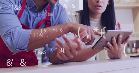 Shop Interaction with Digital Interface and Data Elements