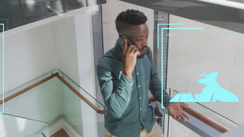 Businessman Using Smartphone in Digital Interface Concept