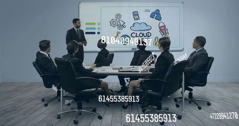 Diverse business team discussing cloud technology concepts