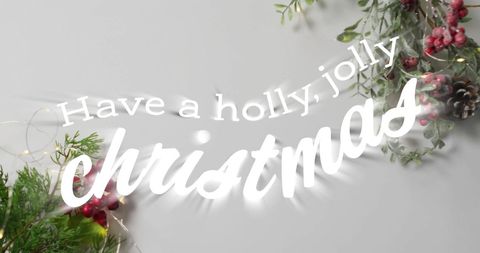 Holly Jolly Christmas Greeting with Decorative Elements - Download Free Stock Images Pikwizard.com