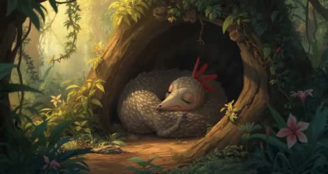 Mystical Woodland Creature Peacefully Resting in Forest Glade