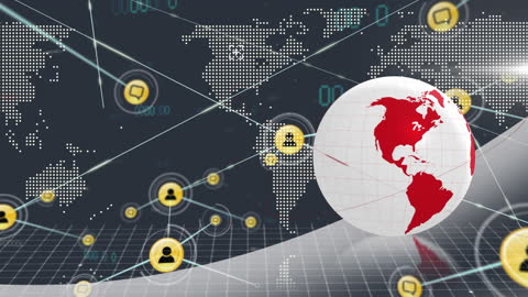 Digital Globe with Network Connections on Abstract Background