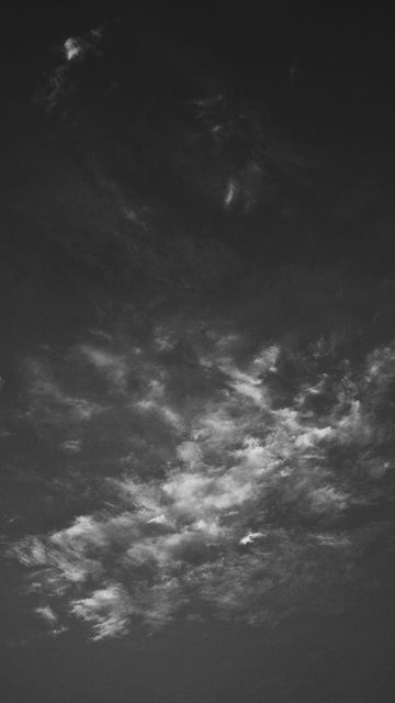 This monochrome image of a night sky featuring wispy clouds creates a moody and atmospheric scene. It can be used in projects that require a dramatic or artistic background, such as book covers, digital art, website headers, or atmospheric wallpaper.