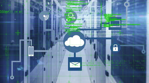 Cloud Data Connections Overlay in Modern Server Room