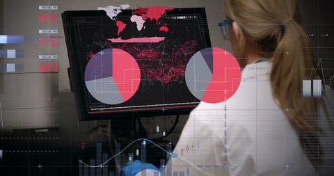 Doctor Analyzing DNA Data on Computer Screen with Digital Interface - Download Free Stock Images Pikwizard.com
